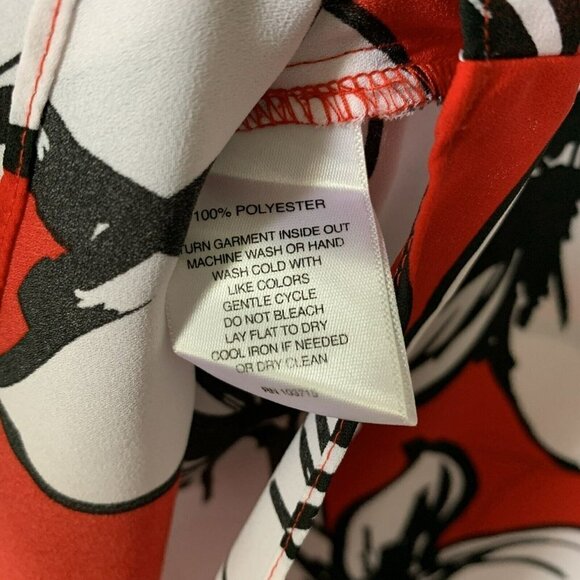 Valerie Stevens Top Sheer Red White Floral Print Size Large - Picture 5 of 6